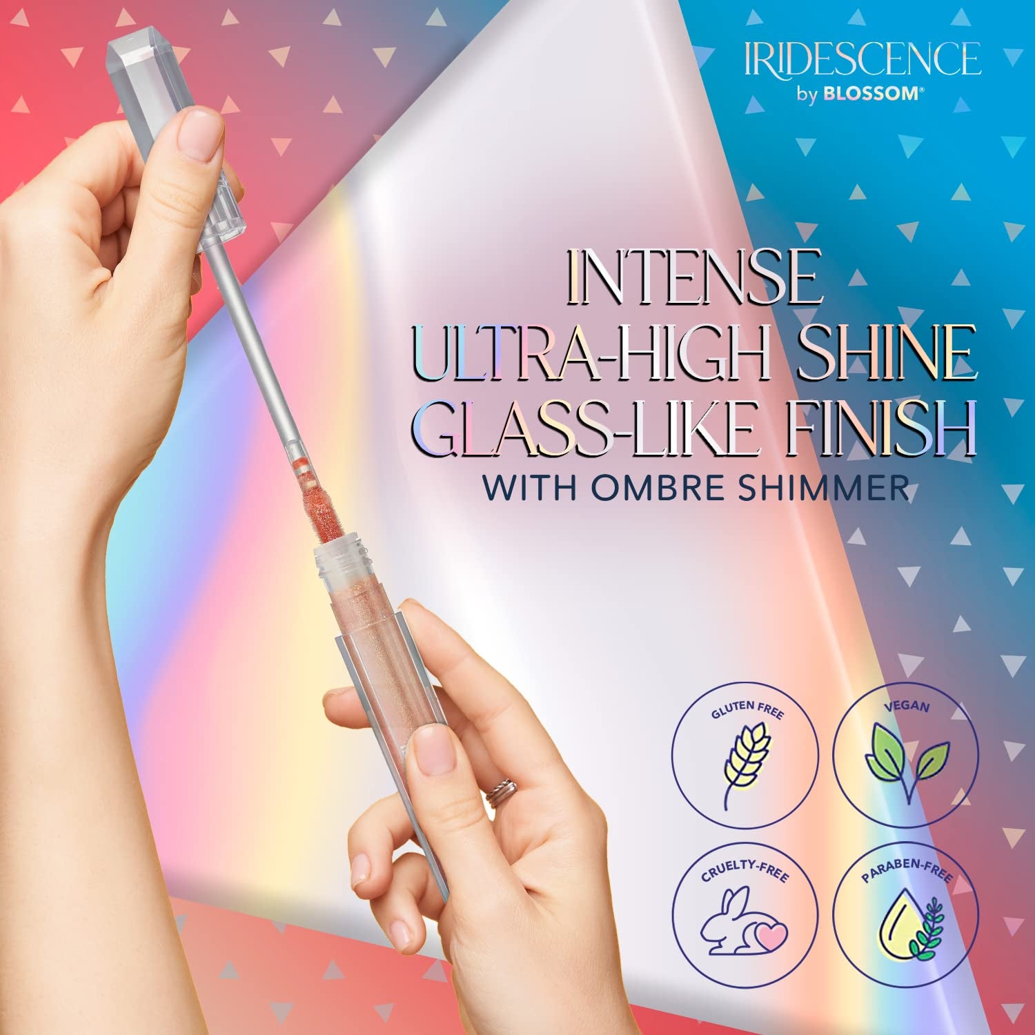 Iridescence Watermelon Flavored, Longlasting High Gloss, Glitter Shimmer Sparkle Crystal Lip Gloss, 0.08 Fl Oz, Ombre Nude, Carnelian Cream