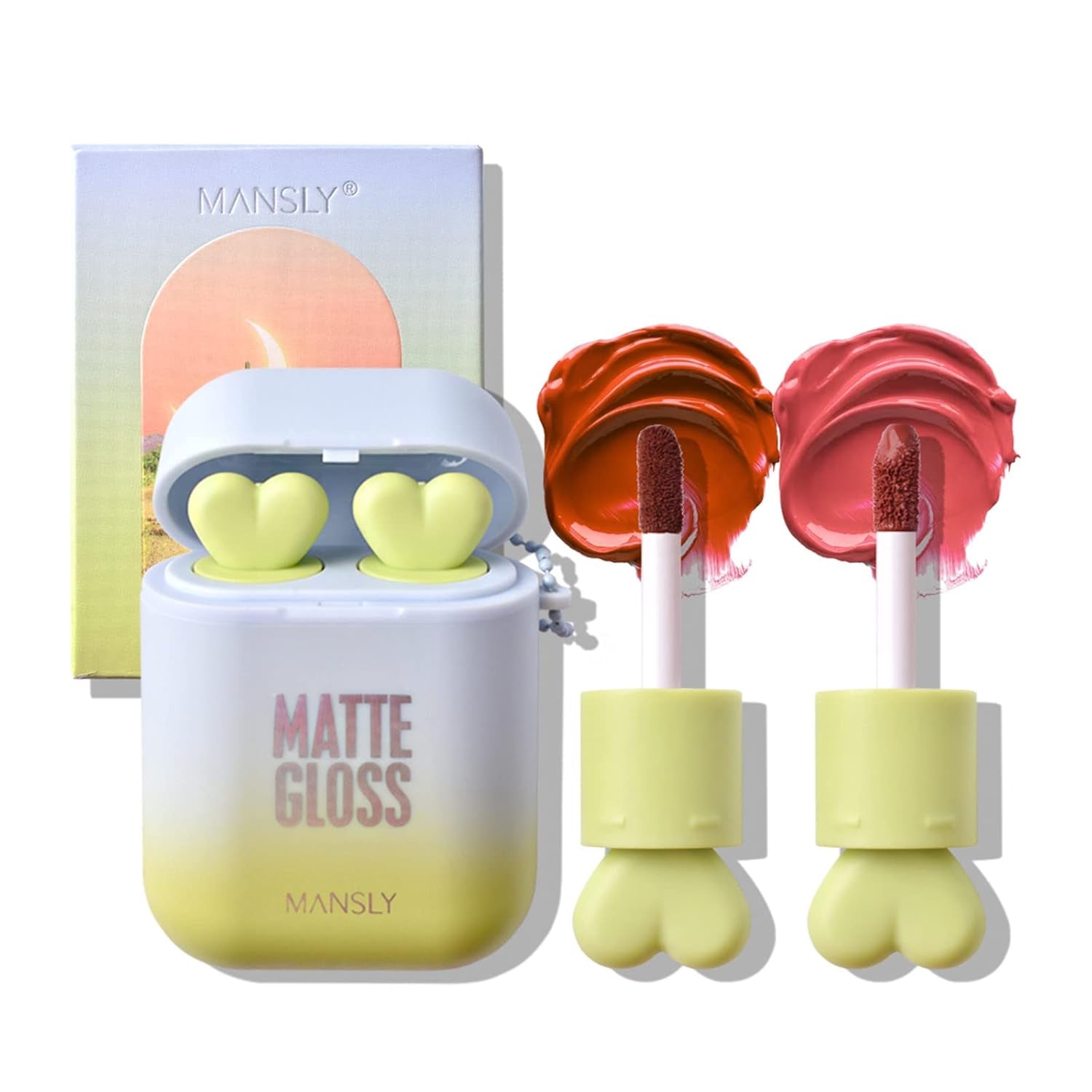 Matte Lipstick, Long Wear Waterproof Moisturizing Velvet Lipstick, Non-Stick Cup Lip Make Up, Lip Gloss Set for Women 2Pcs/Set (Sky Blue)