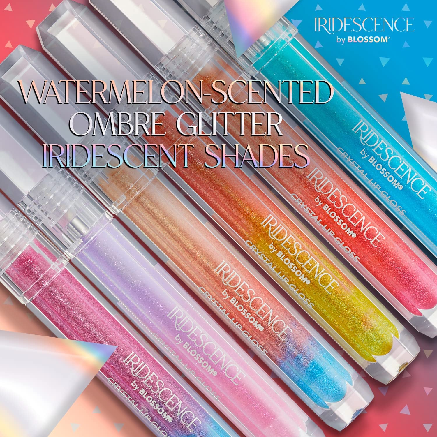 Iridescence Watermelon Flavored, Longlasting High Gloss, Glitter Shimmer Sparkle Crystal Lip Gloss, 0.08 Fl Oz, Ombre Nude, Carnelian Cream