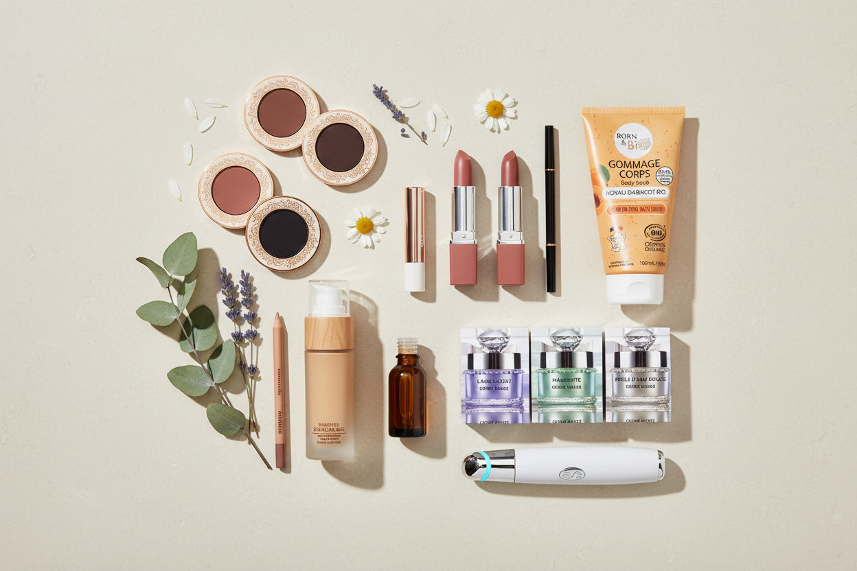 Composition élégante de produits cosmétiques bio J'cosmétique