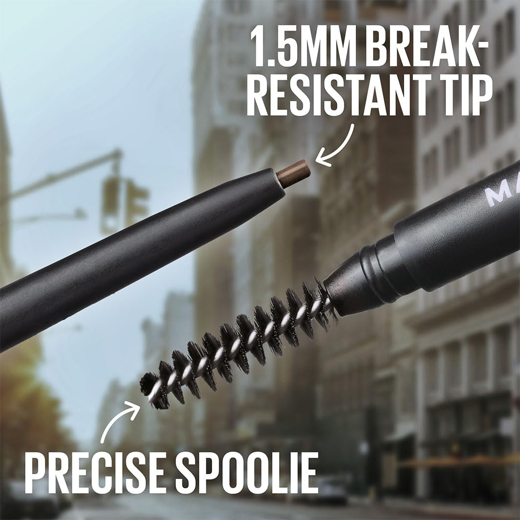 Express Brow Ultra Slim Eyebrow Makeup, Brow Pencil with Precision Tip and Spoolie for Defined Eyebrows, Soft Brown, 1 Count (Packaging May Vary)