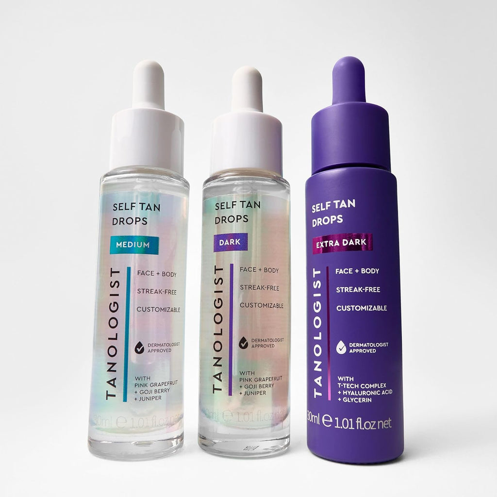 Medium Self Tan Drops, Streak-Free Body & Face Tanning Drops, No Fake Tan Smell, for Moisturizer & Lotion, Bronzing Face Tanner, Skincare Ingredients, Vegan, 1.01 Fl. Oz/30 Ml Bottle