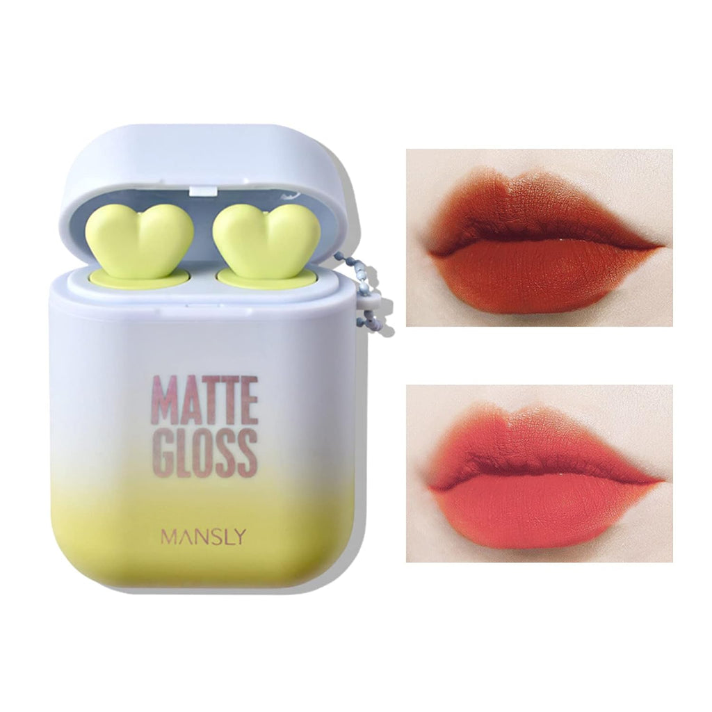 Matte Lipstick, Long Wear Waterproof Moisturizing Velvet Lipstick, Non-Stick Cup Lip Make Up, Lip Gloss Set for Women 2Pcs/Set (Sky Blue)